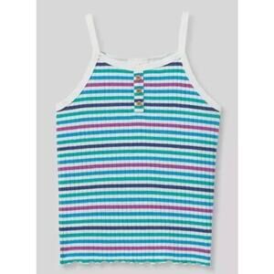 Cat & Jack Girls Size XL 14/16 Cool Multicolored Stripe Rib Knit Tank NEW